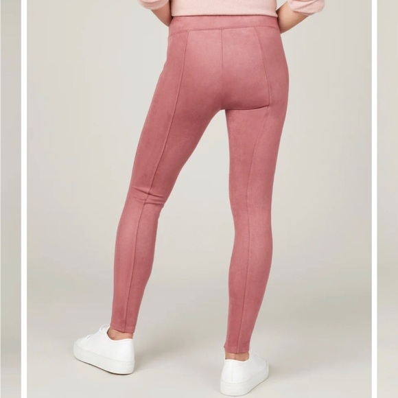 SPANX Faux Suede Leggings Rich Rose | Size Medium | NWT - Picture 3 of 7